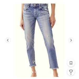 Moussy Light Blue Distressed Ankle Jeans
